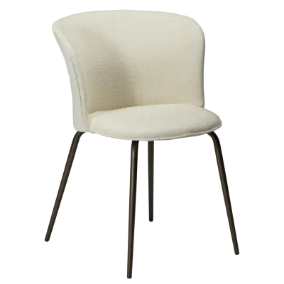 DAN-FORM EDEN Stol Bone vitt bouclétyg m. antika mässingsben