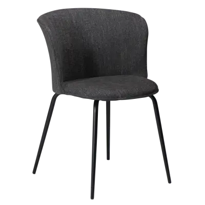 DAN-FORM EDEN Stol Raven svart bouclétyg med svarta metallben