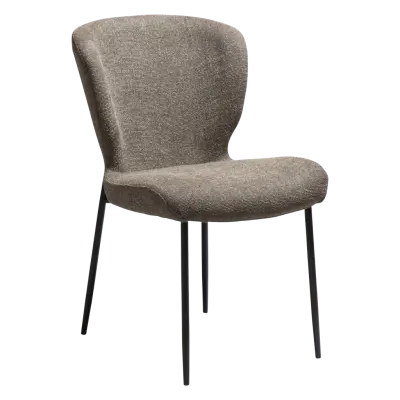 DAN-FORM GLORY Stol Major brunt bouclétyg med svarta metallben