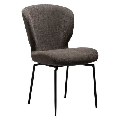 DAN-FORM GLORY Stol Major brunt bouclétyg med svarta snurrben