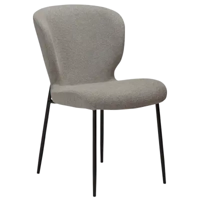 DAN-FORM GLORY Stol Pebble Earth bouclétyg med svarta metallben