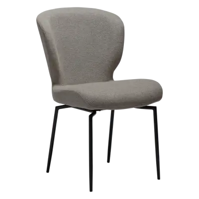 DAN-FORM GLORY Stol Pebble Earth bouclétyg med svarta snurrben