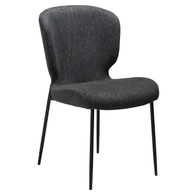 DAN-FORM GLORY Stol Raven svart bouclétyg med svarta metallben