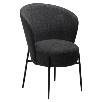 DAN-FORM ORBIT Stol Raven svart bouclétyg med svarta metallben