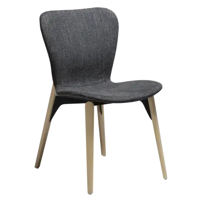 DAN-FORM PARAGON Stol Ravn svart bouclétyg med ben i vitkalkad ek