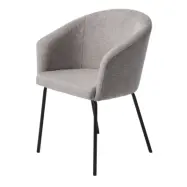 Easton matbordsstol, w. armstöd - ljusgrått tyg och svarta ben