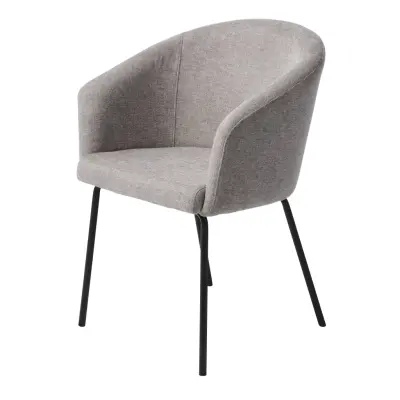 Easton matbordsstol, w. armstöd - ljusgrått tyg och svarta ben