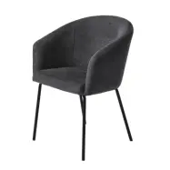 Easton matbordsstol, w. armstöd - mörkgrått tyg och svarta ben