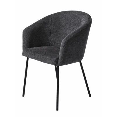 Easton matbordsstol, w. armstöd - mörkgrått tyg och svarta ben