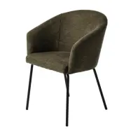 Easton matbordsstol, w. armstöd - olivgrönt tyg och svarta ben
