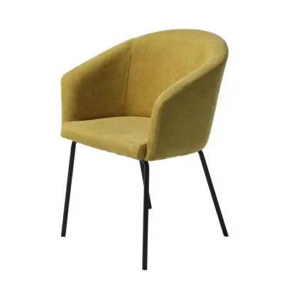 Easton matbordsstol, w. armstöd - senapsfärgat tyg och svarta ben