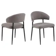 ACT NORDIC Edina matbordsstol - ljust gråbrunt tyg och svart stål