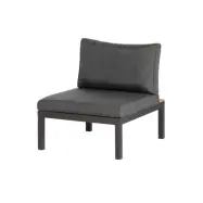 EXOTAN La Vida center lounge soffa - antracitgrå tyg, teak och aluminium
