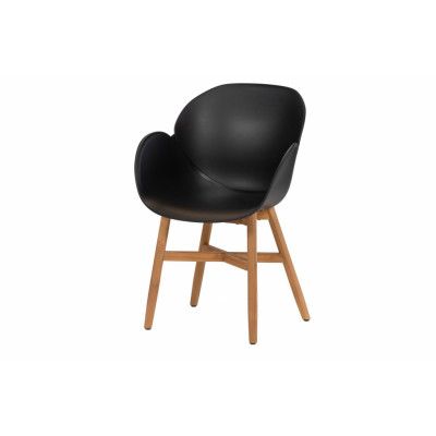 EXOTAN Tulip trädgårdsstol, med armstöd - svart polypropen och teak