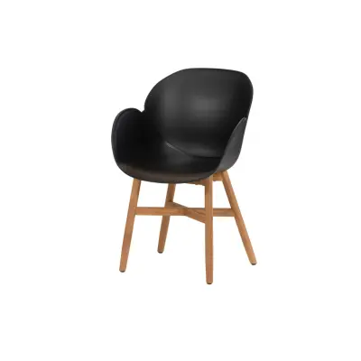 EXOTAN Tulip trädgårdsstol, med armstöd - svart polypropen och teak