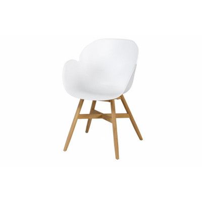 EXOTAN Tulip trädgårdsstol, med armstöd - vit polypropen och teak