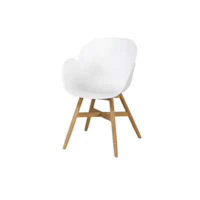 EXOTAN Tulip trädgårdsstol, med armstöd - vit polypropen och teak