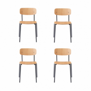 FDB Møbler J182 Holmen stol 4-pack Oak veneer-black legs