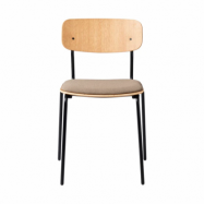 FDB Møbler J182 Holmen stol Oak veneer-black legs-taupe