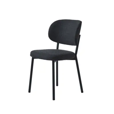 Fowler matbordsstol - mörkgrå polyester och svarta ben