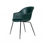 GUBI Bat stol dark green, svart stålstativ