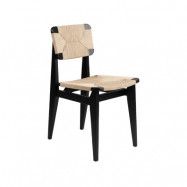 GUBI C-Chair stol black stained oak, naturflätad sits&rygg