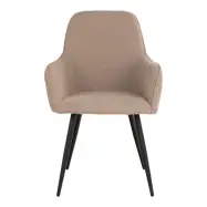 HOUSE NORDIC Harbo matbordsstol, med armstöd - beige bouclétyg och svart metall