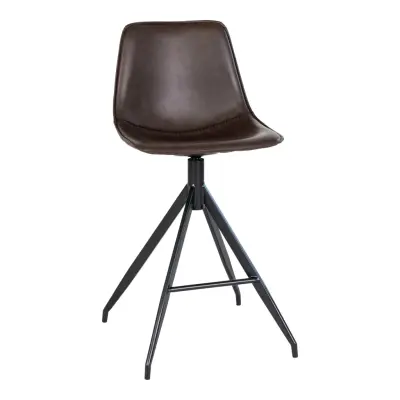 HOUSE NORDIC Monaco Counter Chair - Counter stol, PU-läder, brun, svarta ben, HN1227