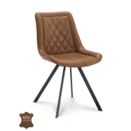 Julie matbordsstol - kamel konstläder och svart metall