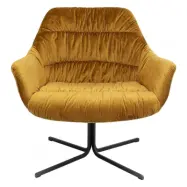 KARE DESIGN Bristol Gul Roterande Stol med Armstöd - Gul Sammet och Stål