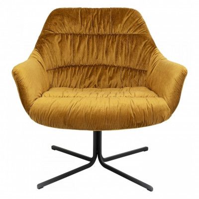 KARE DESIGN Bristol Gul Roterande Stol med Armstöd - Gul Sammet och Stål