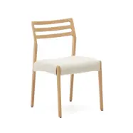 KAVE HOME Cudia stol avtagbar klädsel i beige chenille massiv ek naturlig finish FSC Mix Credit
