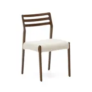 KAVE HOME Cudia stol avtagbar klädsel i beige chenille massiv ek, valnötsfinish FSC Mix Credit