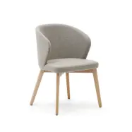 KAVE HOME Darice stol i brun chenille och massivt bokträ i naturlig finish FSC 100%