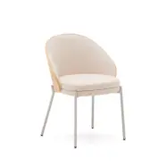 KAVE HOME Eamy stol i beige chenille, i naturlig finish askfanér och beige metall