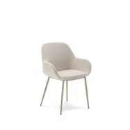KAVE HOME Konna stol i beige och stålben i lackerad beige finish