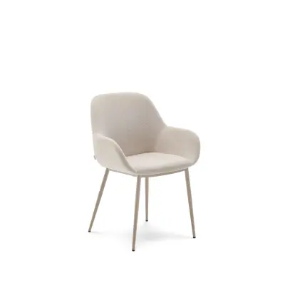 KAVE HOME Konna stol i beige och stålben i målad beige finish