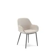 KAVE HOME Konna stol i beige och stålben i lackerad svart finish