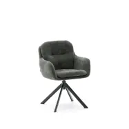 KAVE HOME Lexa snurrstol i grön chenille och stålben i grön finish