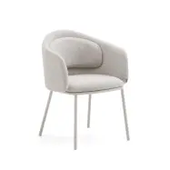 KAVE HOME Minda stol i tjock beige chenille och stålben i beige finish, FSC Mix Credit