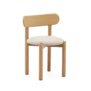KAVE HOME Nebai stol i beige chenille med massiv ekstruktur och naturlig finish FSC MIX C
