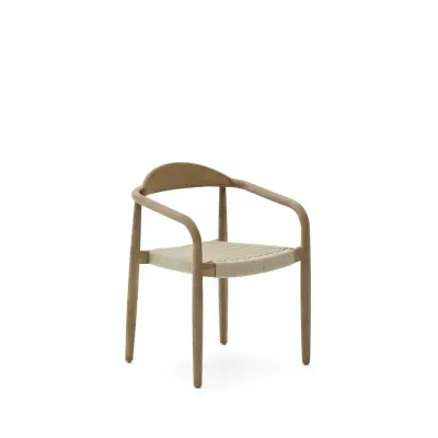 KAVE HOME Nina stapelbar stol tillverkad av FSC 100% massivt akaciaträ och ecru repsnöre