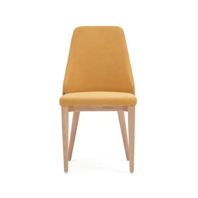 KAVE HOME Rosie matbordsstol - senapsgult chenilletyg och naturligt askträ