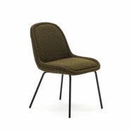 KAVE HOME Aimin stol i grön bouclé och stålben med mattsvart lackerad finish