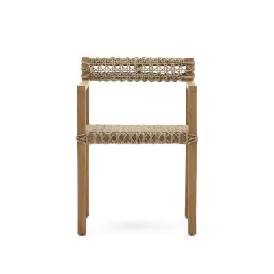 KAVE HOME Giverola stol, med armstöd - syntetiskt rotting och naturligt teak