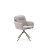 KAVE HOME Lexa snurrstol, med armstöd - beige chenille och beige stål