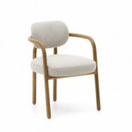 KAVE HOME Melqui beige stol i massiv ek med naturlig finish