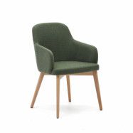 KAVE HOME Nelida stol i grön chenille och massiv bok i naturlig finish FSC 100%.