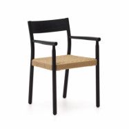 KAVE HOME Yalia stol i massiv ek med svart finish och repsits FSC 100%.