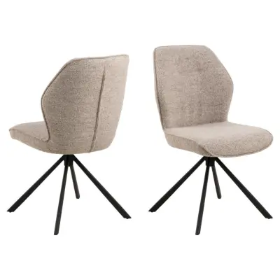 ACT NORDIC Aura matstol, med snurrfunktion - beige tyg och svart stål